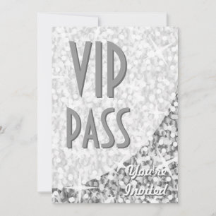 Glitz "Silver" curve "VIP Pass" invitation