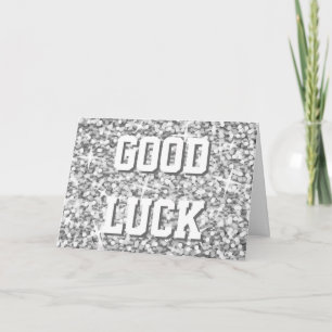 Glitz "Silver" 'Good Luck' 'Your Text' card