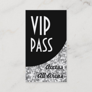 Glitz Silver 'VIP Pass' Black Curve business card