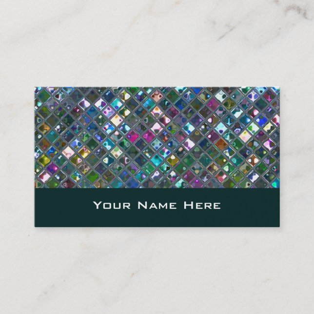 Glitz Tiles Multicoloured 2 business card teal (Front)