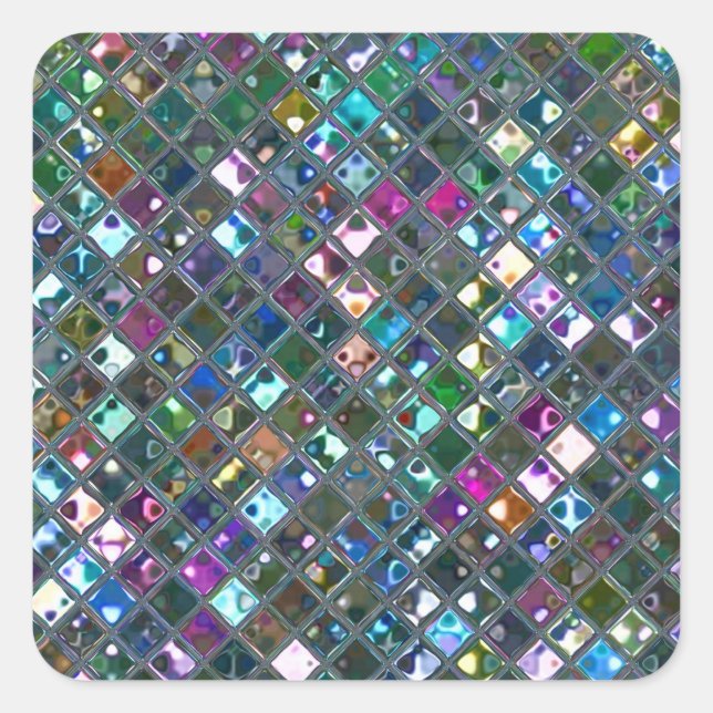 Glitz Tiles Multicoloured 2 print sticker square (Front)