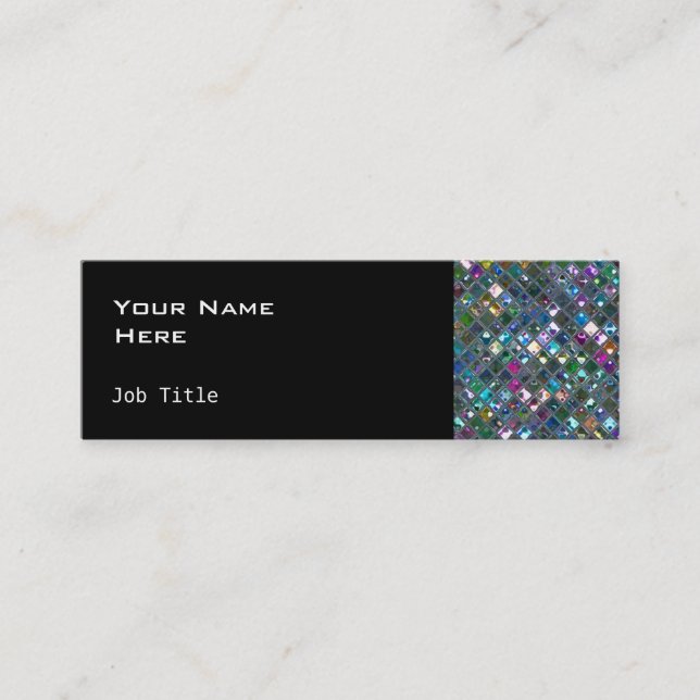 Glitz Tiles Multicoloured 2 side skinny black Mini Business Card (Front)