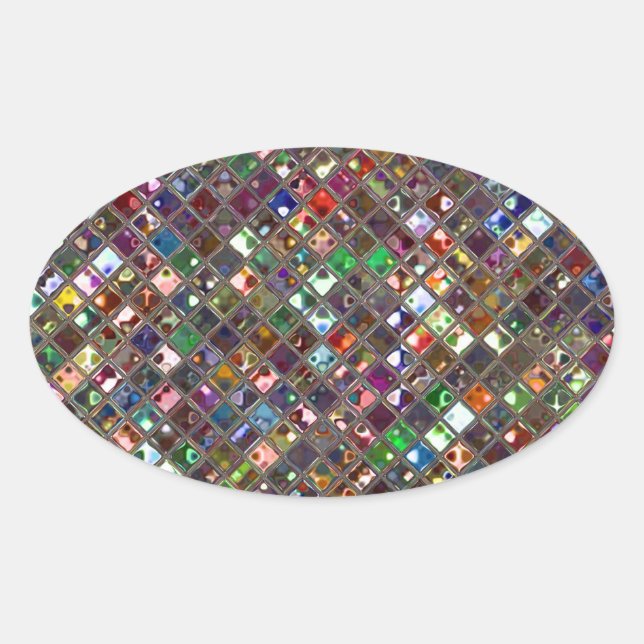 Glitz Tiles Multicoloured print sticker oval (Front)