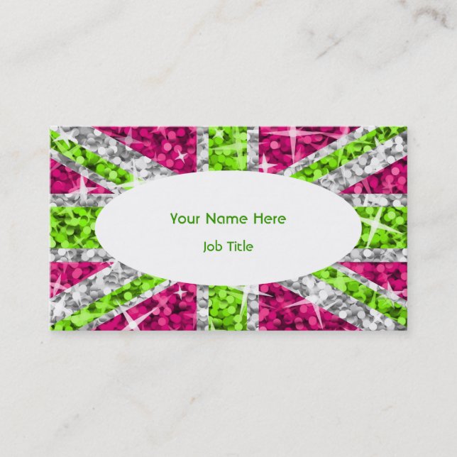 Glitz UK Lime white oval business card template (Front)