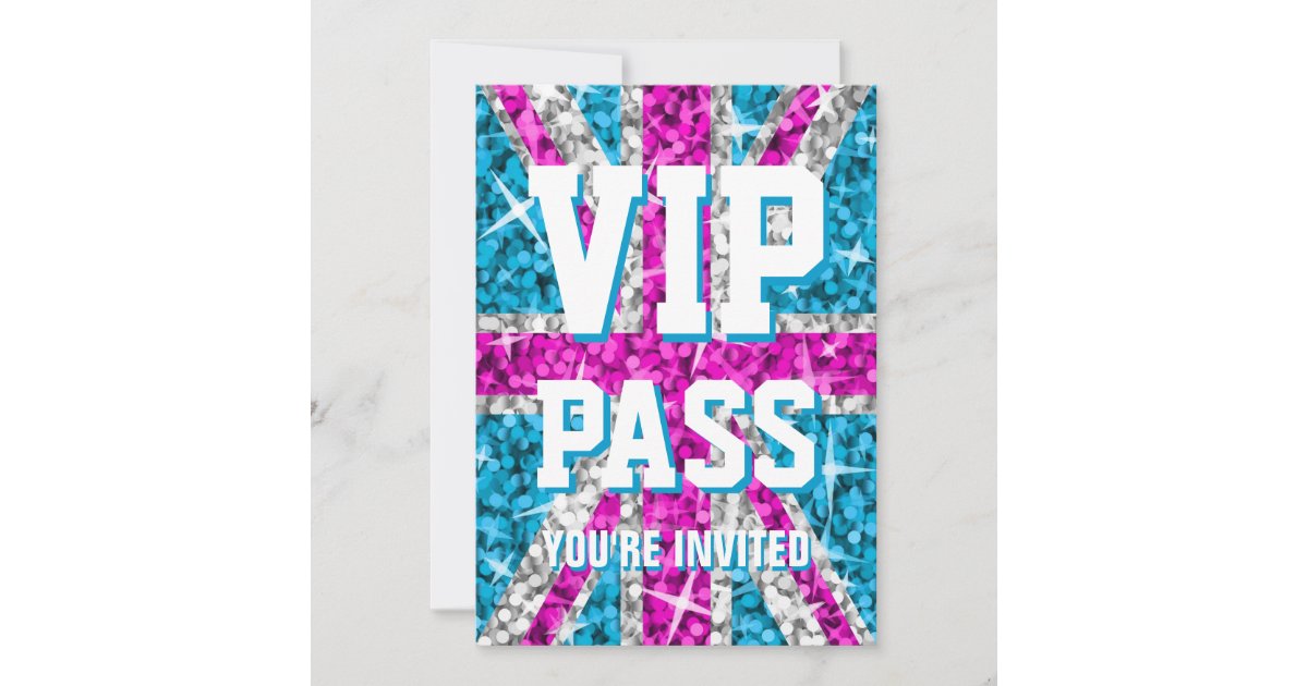 Glitz Uk Pink Vip Pass Invitation Zazzle