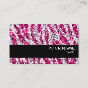 Glitz Zebra Pink  business card black stripe