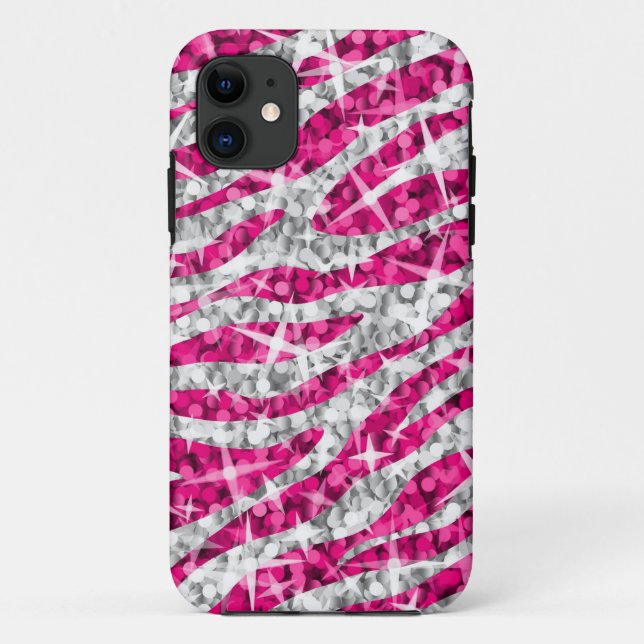 Glitz Zebra Pink iPhone case (horizontal) (Back)