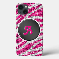 Glitz Zebra Pink monogram black