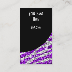 Glitz Zebra Purple Black Curve portrait Business Card