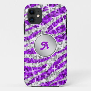 Glitz Zebra Purple monogram iPhone case 'silver'