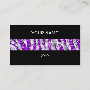 Glitz Zebra Purple stripe black back Business Card