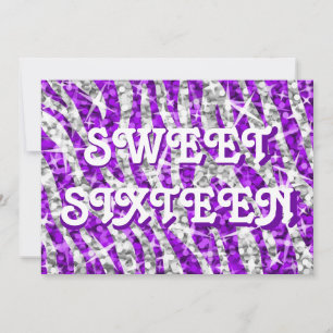 Glitz Zebra Purple 'Sweet Sixteen' invitation