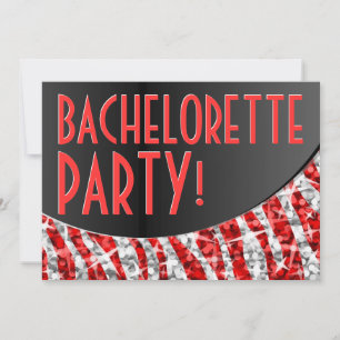 Glitz Zebra Red black curve Bachelorette Party Invitation
