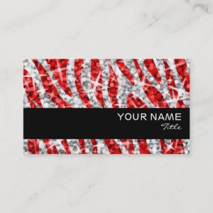 Glitz Zebra Red business card black stripe