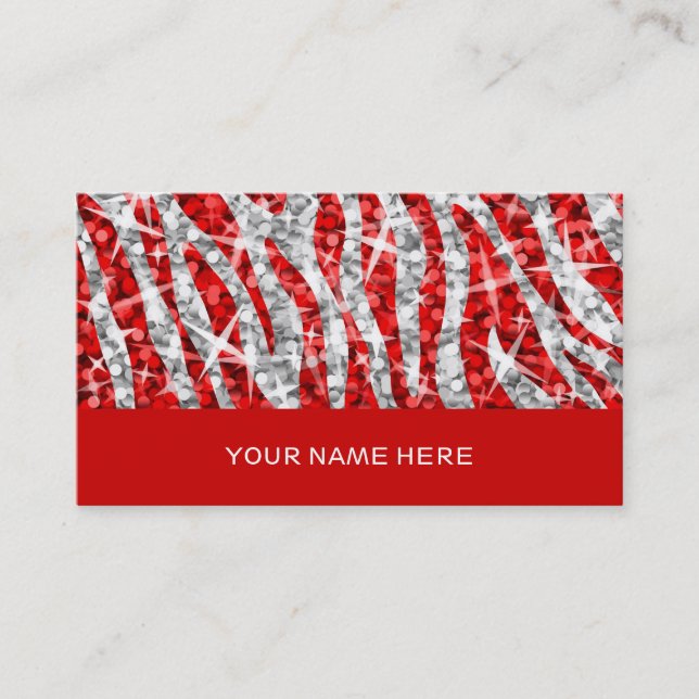 Glitz Zebra Red business card red (Front)