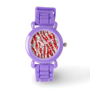 Glitz Zebra Red print watch