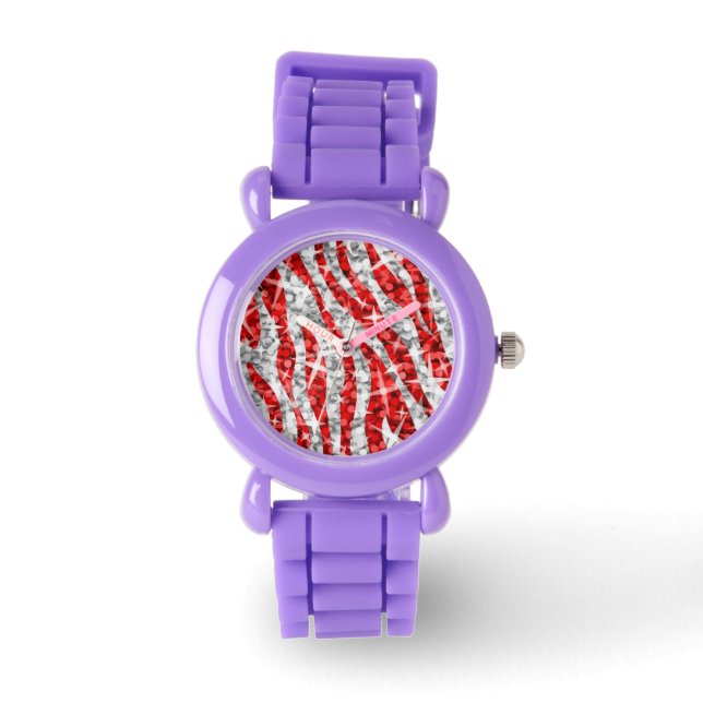 Glitz Zebra Red print watch (Front)