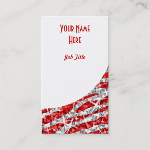 Glitz Zebra Red white curve portrait Business Card