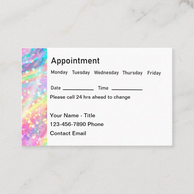 Glitzy Beauty Hair Nails Appointment Business Card (Front)