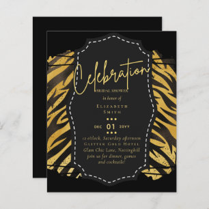 Glitzy Black Gold Bridal Shower Theme Invitations
