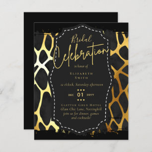 Glitzy Black Gold Bridal Shower Theme Invitations