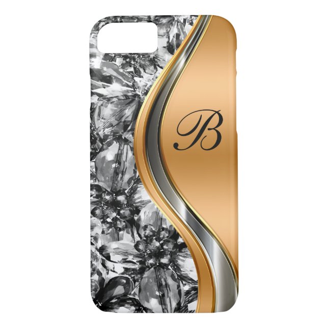 Glitzy Bling Monogram Style Case-Mate iPhone Case (Back)
