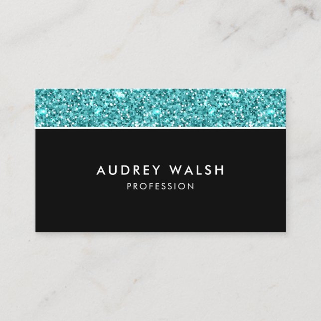 Glitzy Blue glitter feminine luxury professional Business Card (Front)