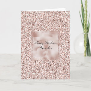 Glitzy Blush Pink Glitter Birthday Card