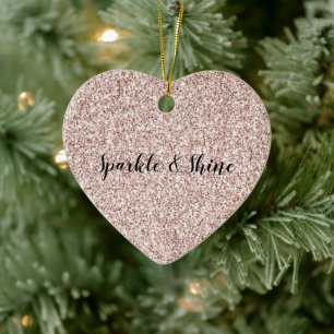 Glitzy Blush Pink Glitter Ceramic Tree Decoration