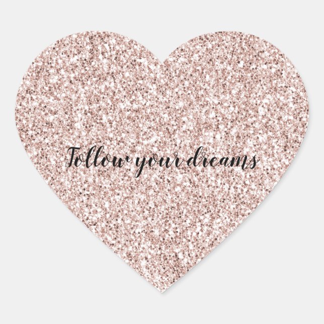 Glitzy Blush Pink Glitter   Heart Sticker (Front)