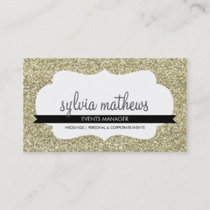 GLITZY BUSINESS CARD sparkly glitter pale gold