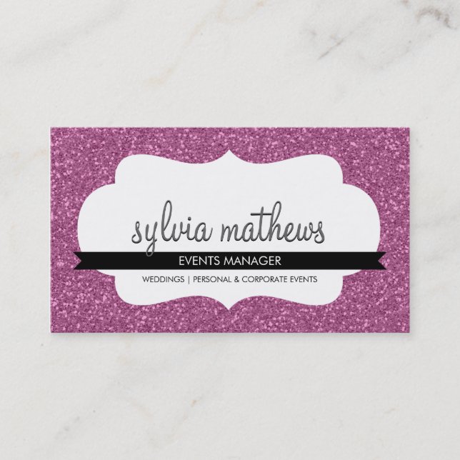 GLITZY BUSINESS CARD sparkly glitter pink (Front)