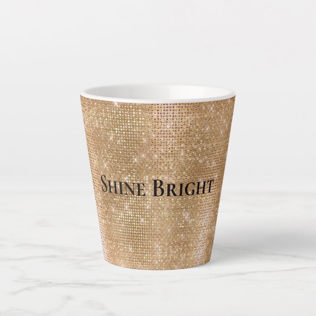 Glitzy Champagne Gold Sparkle Glam Latte Mug (Front)