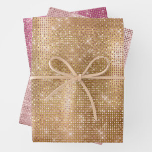 Glitzy Champagne Gold Sparkle Glam Wrapping Paper Sheet