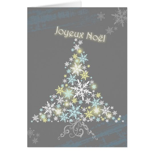 Glitzy Christmas Snowflake Tree Joyeux Noel Card