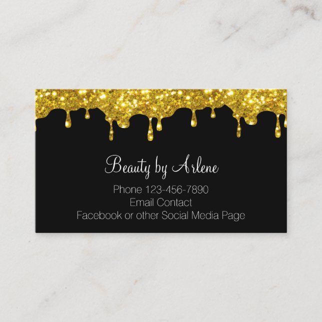 Glitzy Classy Beauty Business Cards Trendy Design (Front)