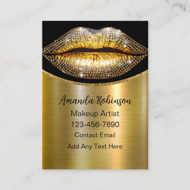 Glitzy Classy Over The Top Makeup Artist  Business Card (Front)