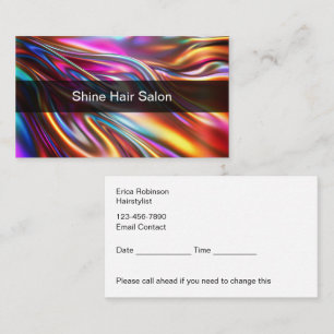 Glitzy Colourful Hairstylist Salon Appointment Car Card