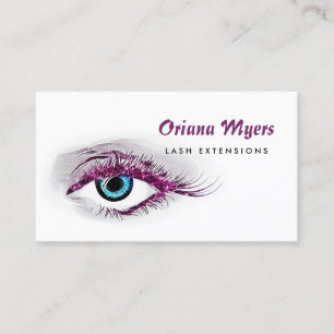 Glitzy Cosmetology Purple Lashes Eylash Extensions Business Card