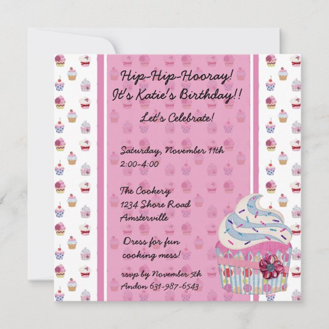 Glitzy Cupcake Invitaiton Invitation (Front)