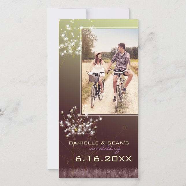 Glitzy Dandelions Wedding Save the Date Photo card (Front)