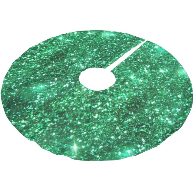 Glitzy Emerald Green Glitter Brushed Polyester Tree Skirt (Angled)