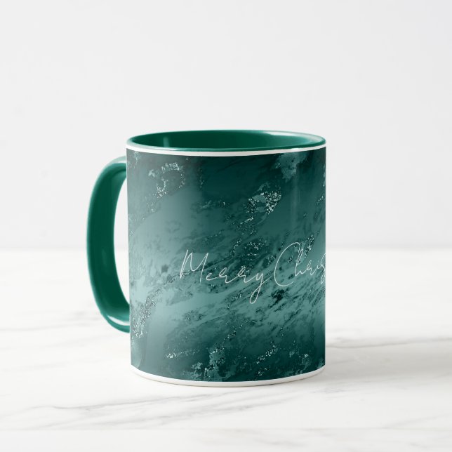 Glitzy Emerald Green Ombre Marble              Mug (Front Left)