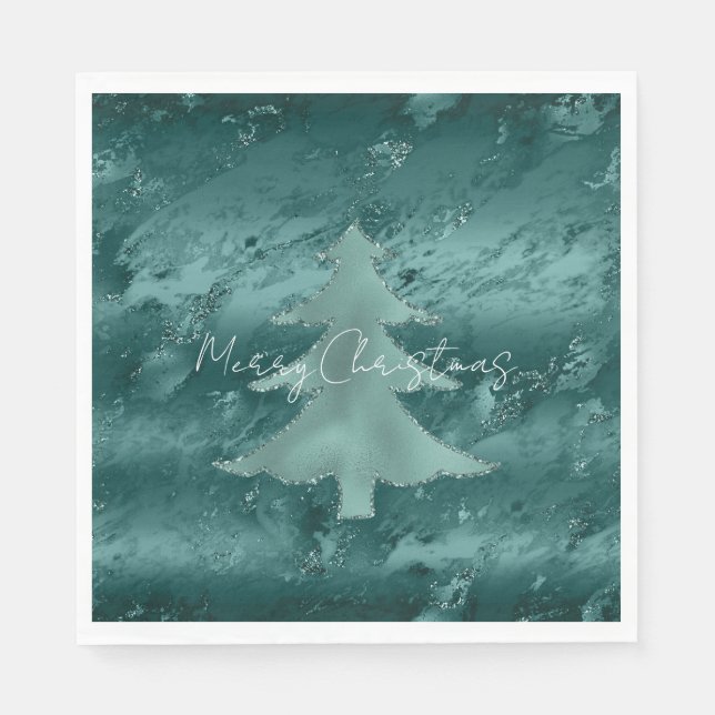 Glitzy Emerald Green Ombre Marble                Napkin (Front)
