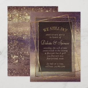 Glitzy Foil Golden Bronze Anniversary Dinner Invitation