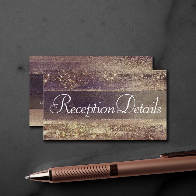 Glitzy Foil | Golden Bronze Copper Glam Reception Enclosure Card (Creator Uploaded)