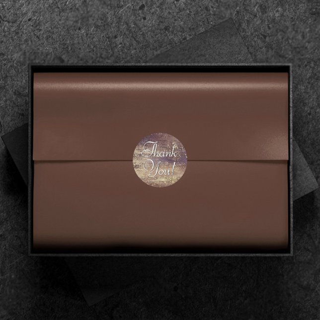 Glitzy Foil | Golden Bronze Copper Glam Thank You Classic Round Sticker (Creator Uploaded)