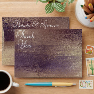 Glitzy Foil Golden Bronze Copper Glam Thank You Envelope