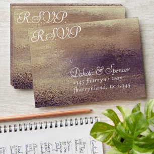 Glitzy Foil   Golden Bronze Copper RSVP Address Envelope