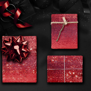 Glitzy Foil   Henna Crimson Red Faux Glitter Shine Wrapping Paper Sheet